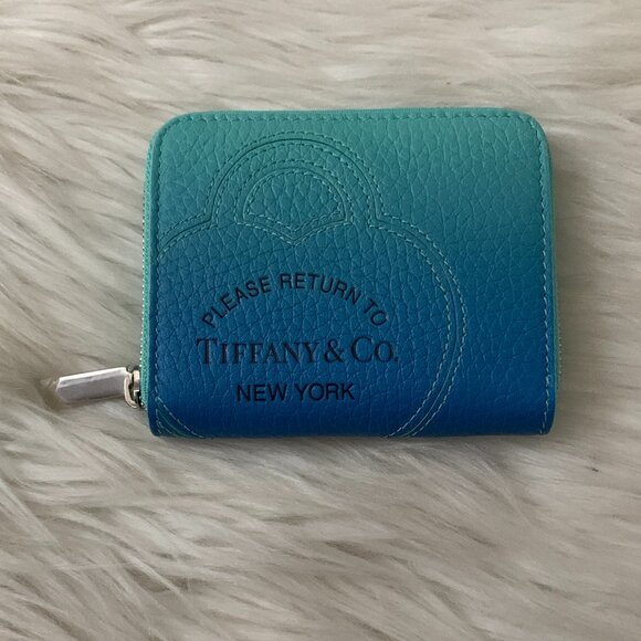 TIFFANY & CO Please Return To Heart Lock Pebble leather Small Zippy Wallet - Picture 2 of 5